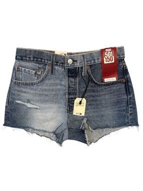 Levis 501 Original Cut Off Shorts Two Tone Split Denim Raw Hem NWT‎ Size 26